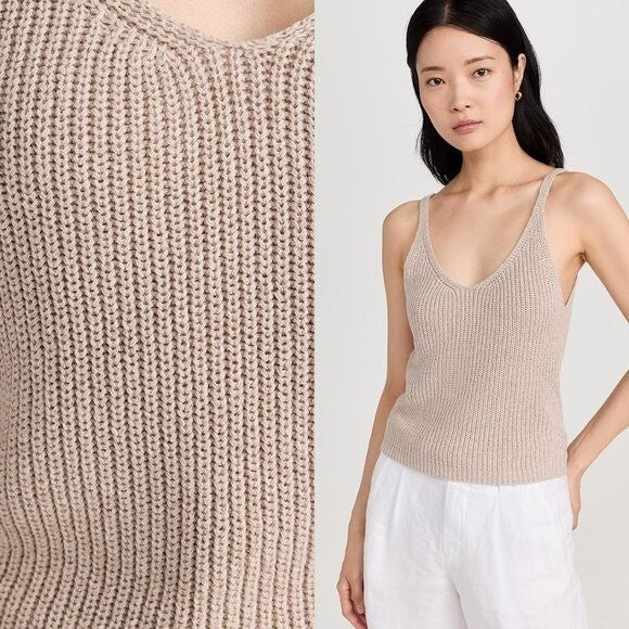 Alex Mill NEW Billie Sweater V Neck Casual Tank in Tan Oatmeal Size M